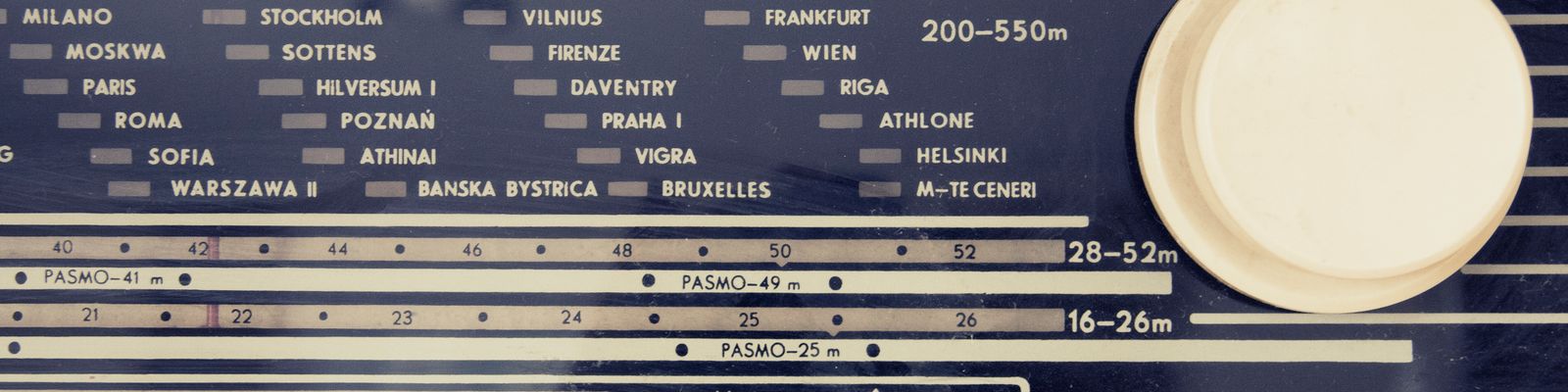 A radio tuning dial